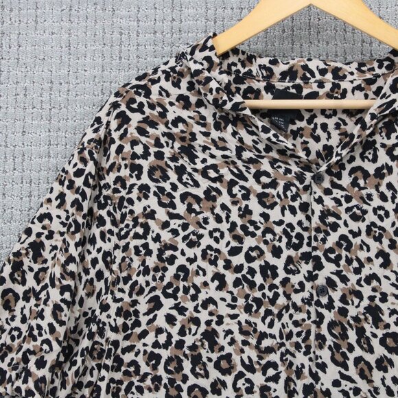 H&M Shirt Mens 2XL Multicolor Leopard Pattern Button Down Short Sleeve Collared - Picture 3 of 9